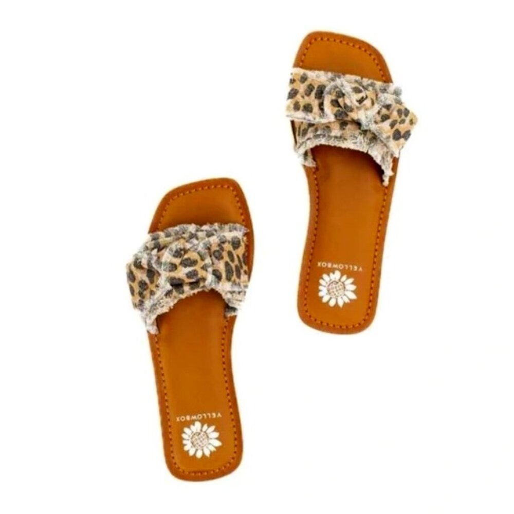 NIB Yellow Box Women's Daralie Slide Sandal - Cheetah 9.5M